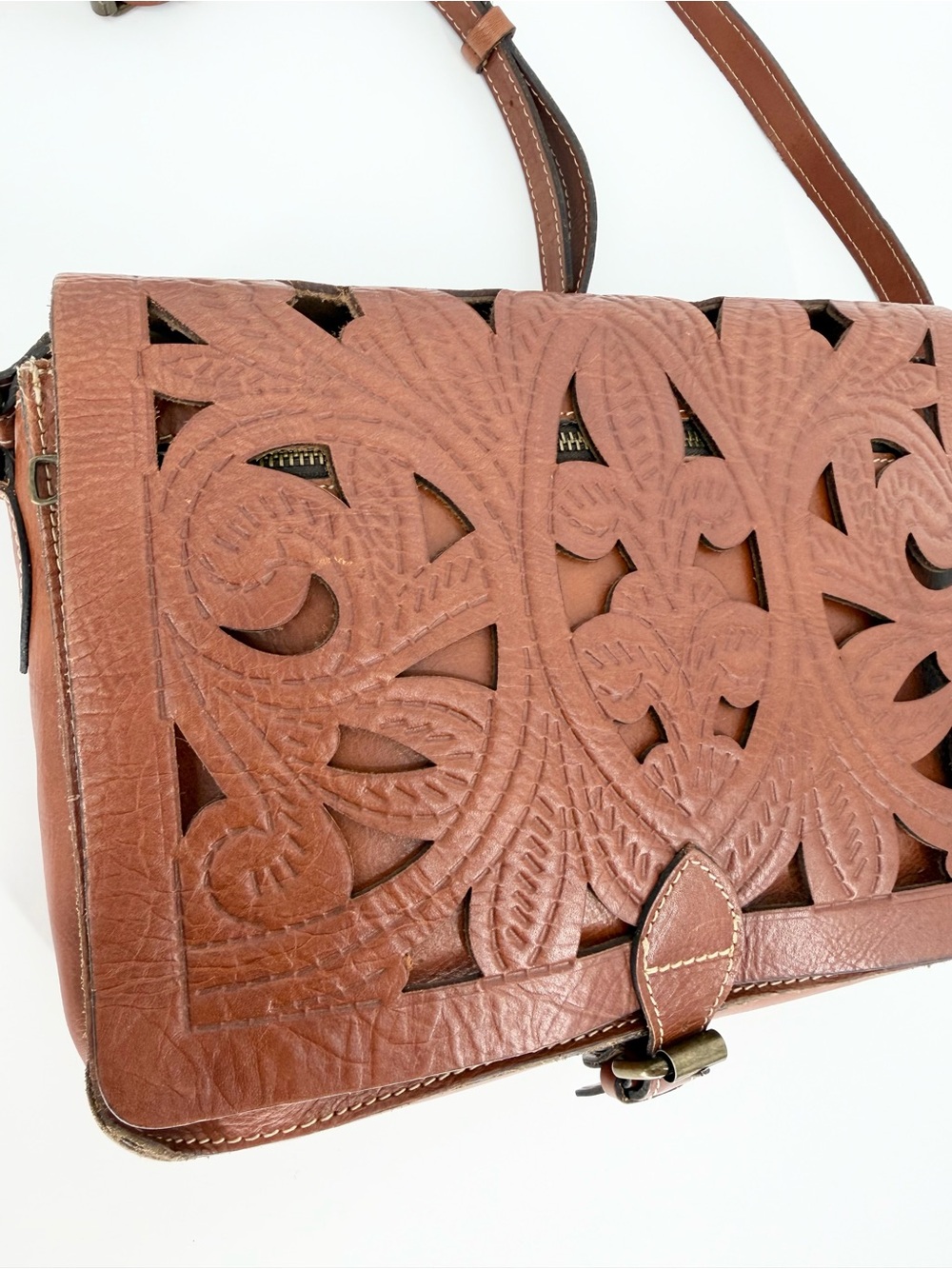 Patricia Nash Cutout Tooled Leather Crossbody Bag-Imperial Limited-Florence - Picture 3 of 13